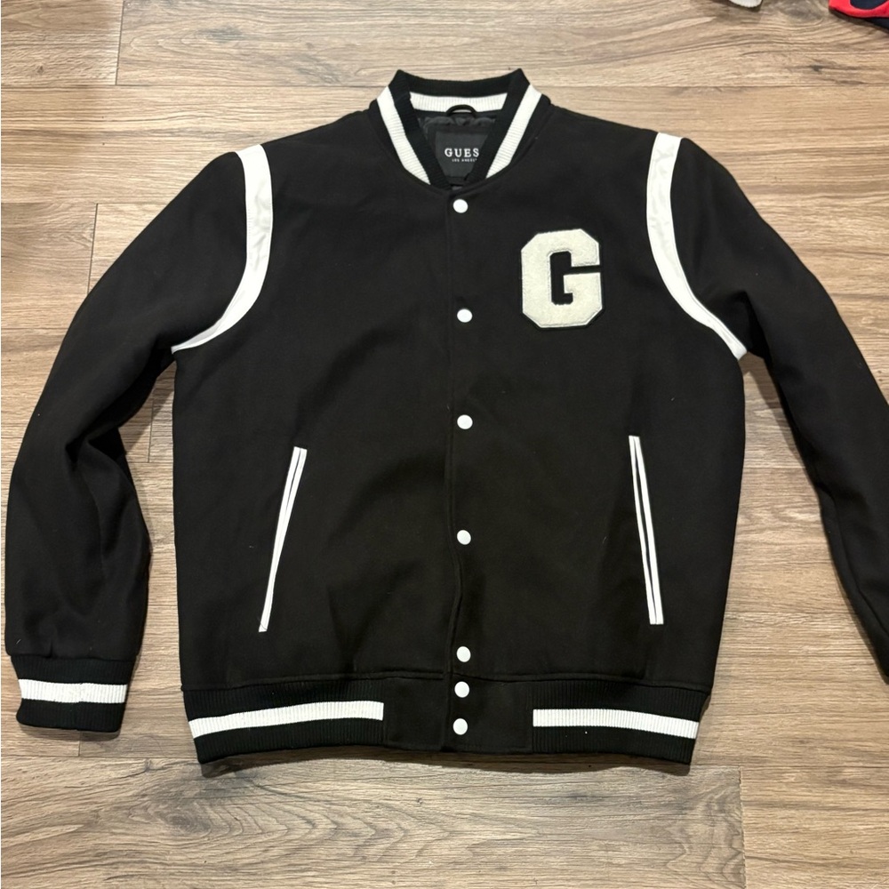 GUESS Black and White Varsity Jacket